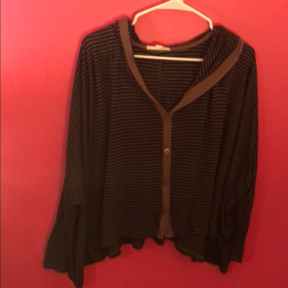 Painted threads button up top/cape with hood